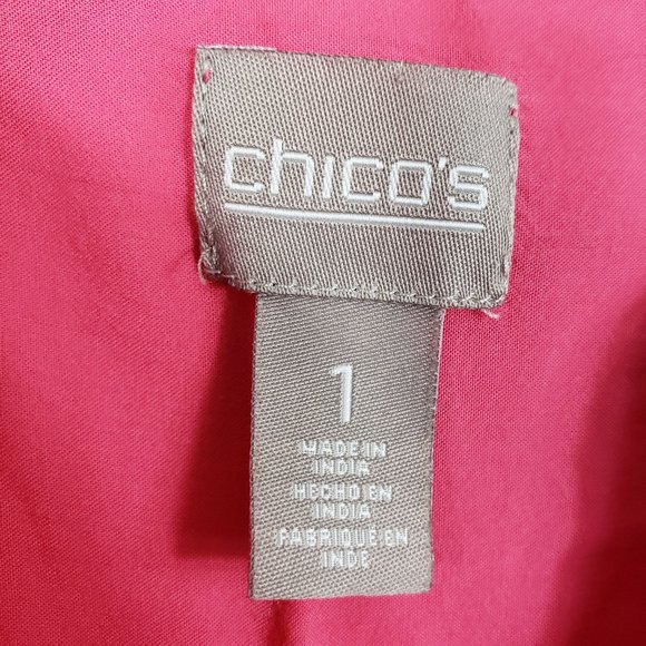 Chico's Women's Coral Pink Embroidered Henley Style Button Down Shirt Top Blouse - Picture 13 of 13